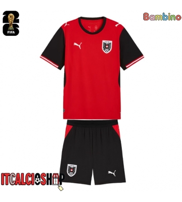 Austria Prima Maglia Bambino Mondiali 2026 Manica Corta (+ Pantaloni corti)